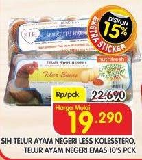 Promo Harga SIH Telur Rendah Kolesterol, Emas 10 pcs - Superindo