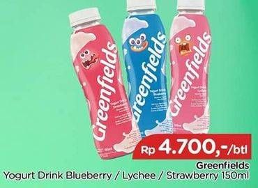 Promo Harga GREENFIELDS Yogurt Drink Blueberry, Lychee, Strawberry 150 ml - TIP TOP