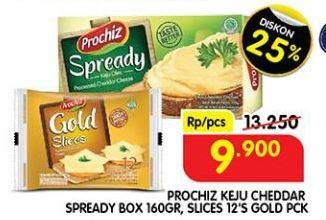 PROCHIZ Keju Cheddar Spready Box 160gr, Slices 12's Gold Pck