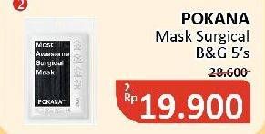 Promo Harga Pokana Face Mask Surgical Grey, Surgical Black 5 pcs - Alfamidi