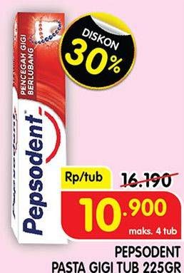 Promo Harga PEPSODENT Pasta Gigi Pencegah Gigi Berlubang 225 gr - Superindo