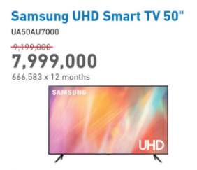 Promo Harga SAMSUNG UA50AU7000 UHD Smart TV  - Electronic City