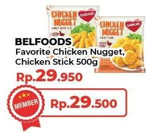 Promo Harga Belfoods Nugget Chicken Nugget, Chicken Nugget Stick 500 gr - Yogya