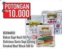 Promo Harga Bernardi Bakso Sapi, Delicious Sosis Sapi Goreng, Smoked Beef Block  - Hypermart