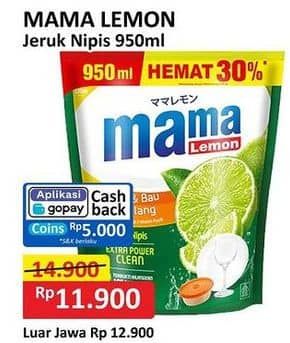 Promo Harga Mama Lemon Cairan Pencuci Piring Jeruk Nipis 950 ml - Alfamart