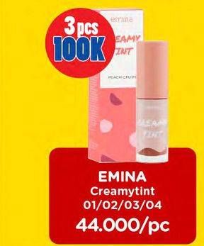 Promo Harga EMINA Creamy Tint 01 Brick Town, 02 Peach Crush, 03 Sunbeam, 04 Wild Berry 3 gr - Watsons