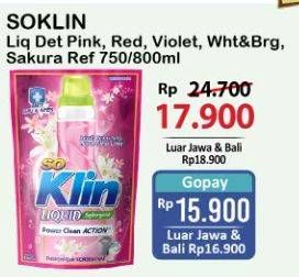 Promo Harga SO KLIN Liquid Detergent + Softergent Pink, + Anti Bacterial Red Perfume Collection, + Anti Bacterial Violet Blossom, Power Clean Action White Bright, + Softergent Soft Sakura 750 ml - Alfamart