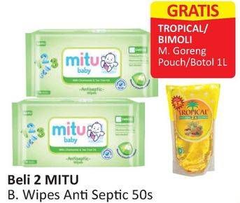 Promo Harga MITU Baby Wipes Antiseptic per 2 pouch 50 pcs - Alfamart