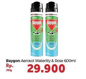 Promo Harga BAYGON Insektisida Spray Water Lily Rose 600 ml - Carrefour