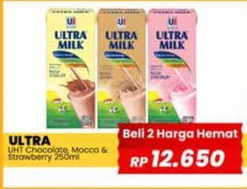 Promo Harga Ultra Milk Susu UHT Coklat, Moka, Stroberi 250 ml - Yogya