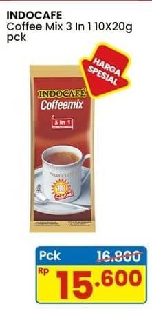 Promo Harga Indocafe Coffeemix 3in1 per 10 sachet 20 gr - Indomaret