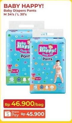 Promo Harga Baby Happy Body Fit Pants L30, M34 30 pcs - Indomaret