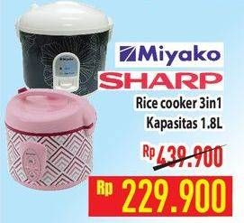 Promo Harga MIYAKO / SHARP Rice Cooker 3in1 Kapasitas 1.8L  - Hypermart