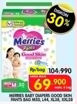 Promo Harga Merries Pants Good Skin XL38, M50, L44, XXL28 28 pcs - Superindo