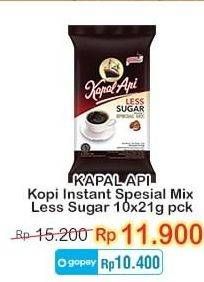 Promo Harga Kapal Api Special Mix Less Sugar Kecuali per 10 sachet 21 gr - Indomaret