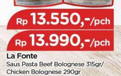 Promo Harga La Fonte Saus Pasta Chicken Flavour Bolognese 290 gr - TIP TOP