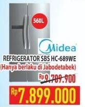 Promo Harga MIDEA HC-689 | Refrigerator Side by Side WE 560 ltr - Hypermart
