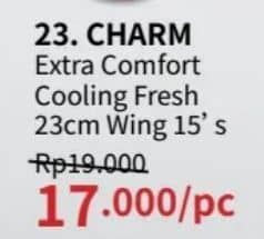 Promo Harga Charm Extra Comfort Cooling Fresh Wing 23cm 15 pcs - Guardian