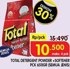 Promo Harga TOTAL Detergent Softener Harum Bunga 650 gr - Superindo