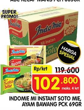 Promo Harga Indomie Mi Kuah Soto Mie, Ayam Bawang per 40 pcs 69 gr - Superindo