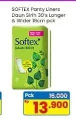 Promo Harga Softex Pantyliner Daun Sirih Longer And Wider 30 pcs - Indomaret