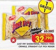 Promo Harga JUST FRY French Fries Straight Cut, Crinckle, Shoestrings 900 gr - Superindo