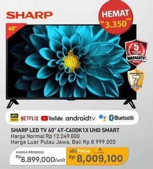 Promo Harga Sharp 4T-C60DL1X 4K Android TV  - Carrefour