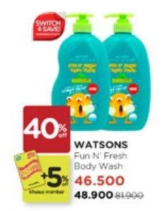 Promo Harga Watsons Fun n Fresh Body Wash 500 ml - Watsons