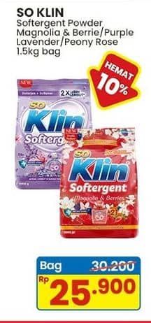 Promo Harga So Klin Softergent Magnolia Berries, Purple Lavender, Rossy Pink 1500 gr - Indomaret