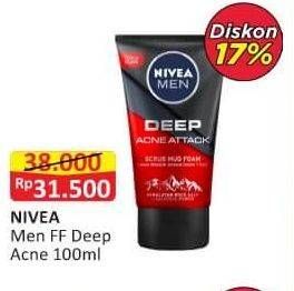 Promo Harga Nivea Men Deep Mud Facial Foam Scrub Acne Attack 100 ml - Alfamart