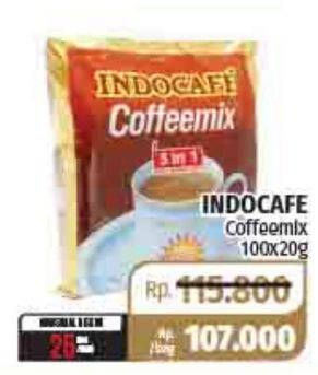 Promo Harga Indocafe Coffeemix per 100 sachet 20 gr - Lotte Grosir