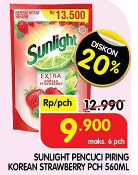Promo Harga Sunlight Pencuci Piring Korean Strawberry 560 ml - Superindo