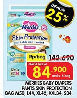 Promo Harga Merries Pants Skin Protection M50, L44, XL42, XXL34, S34 34 pcs - Superindo