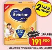 Promo Harga Bebelac 3 Gro Great Vanila, Madu 620 gr - Superindo