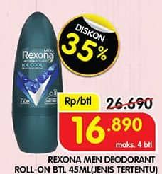 Promo Harga Rexona Men Deo Roll On 45 ml - Superindo