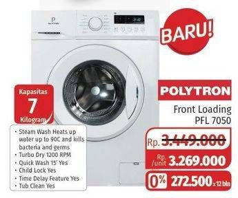Promo Harga POLYTRON PFL 7050 Washing Machine Front Loading 7kg  - Lotte Grosir