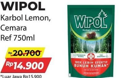 Promo Harga Wipol Karbol Wangi Lemon, Cemara 750 ml - Alfamart