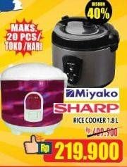 Promo Harga MIYAKO/SHARP Rice Cooker 1800ml  - Hypermart