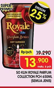 Promo Harga So Klin Royale Parfum Collection All Variants 650 ml - Superindo