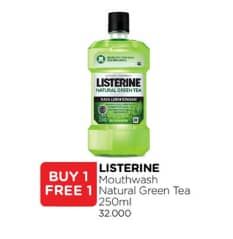 Promo Harga Listerine Mouthwash Antiseptic Natural Green Tea 250 ml - Watsons