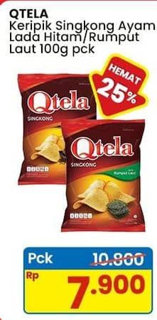 Promo Harga Qtela Keripik Singkong Ayam Lada Hitam, Rumput Laut 100 gr - Indomaret
