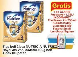 Promo Harga NUTRILON Royal 3 / 4 Susu Pertumbuhan Madu, Vanilla per 2 box 400 gr - Indomaret