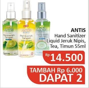Promo Harga ANTIS Hand Sanitizer Jeruk Nipis, Jasmine Tea, Timun 55 ml - Alfamidi