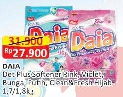 Promo Harga DAIA Deterjen Bubuk + Softener Pink, + Softener Violet, Bunga, Putih, Clean Fresh Hijab 1800 gr - Alfamart