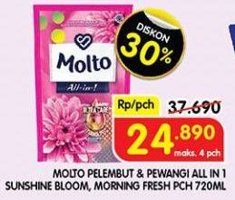 Promo Harga Molto All in 1 Pink Sunshine Bloom, Blue Morning Fresh 720 ml - Superindo