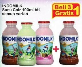 Promo Harga INDOMILK Susu Cair Botol All Variants per 3 botol 190 ml - Indomaret