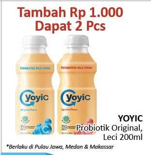 Promo Harga YOYIC Probiotic Fermented Milk Drink Original, Lychee 200 ml - Alfamidi