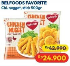 Promo Harga Belfoods Nugget Chicken Nugget, Chicken Nugget Stick 500 gr - Hypermart