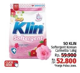 Promo Harga So Klin Softergent Korean Camellia 1800 gr - LotteMart