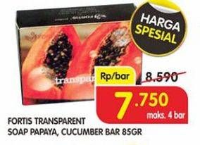 Promo Harga FORTIS Transparent Soap Papaya, Cucumber 85 gr - Superindo